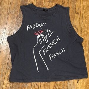 MOTHER The Strong & Silent Type French Graphic muscle Tank pre owned size L